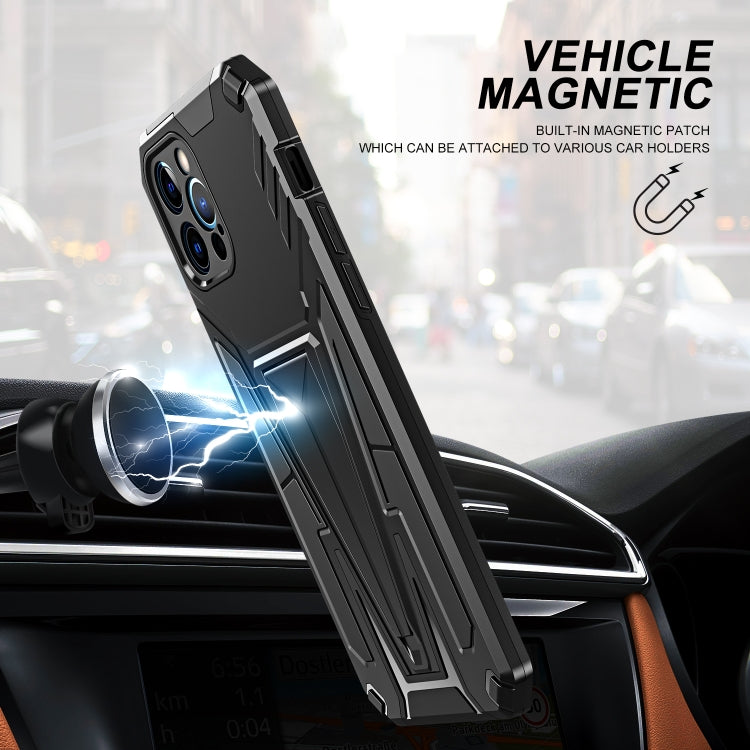 For iPhone 12 Pro Super V Armor PC + TPU Shockproof Case with Invisible Holder