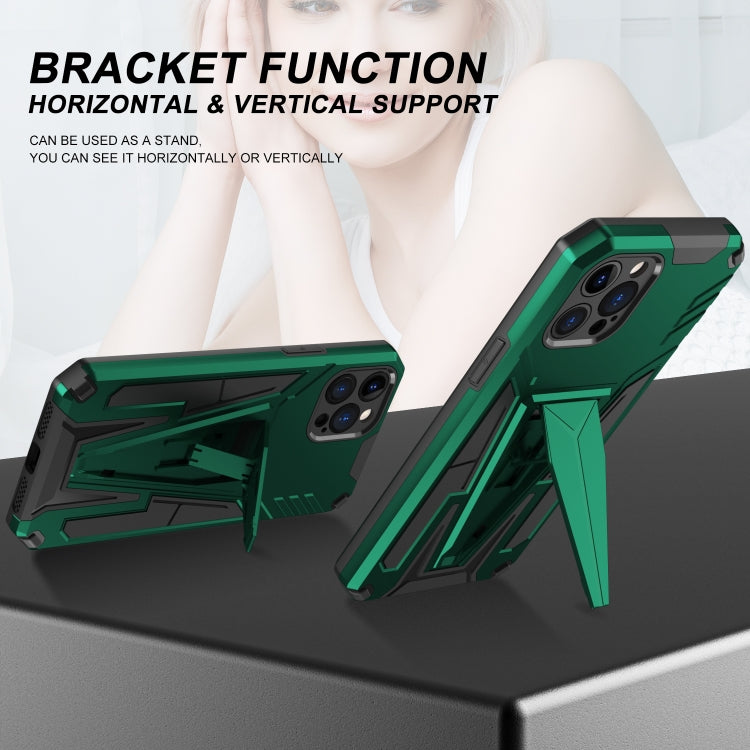 For iPhone 12 Pro Max Super V Armor PC + TPU Shockproof Case with Invisible Holder