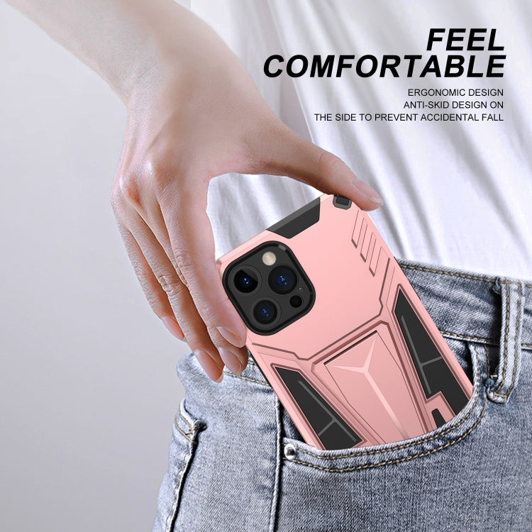 For iPhone 12 Pro Max Super V Armor PC + TPU Shockproof Case with Invisible Holder