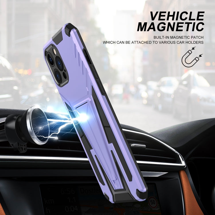For iPhone 12 Pro Max Super V Armor PC + TPU Shockproof Case with Invisible Holder