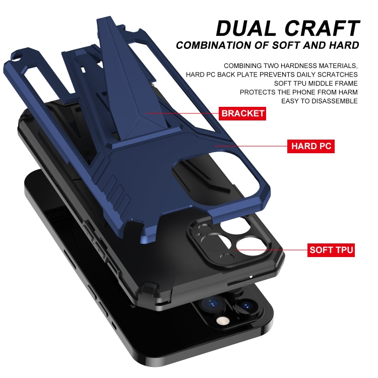 For iPhone 12 Pro Max Super V Armor PC + TPU Shockproof Case with Invisible Holder