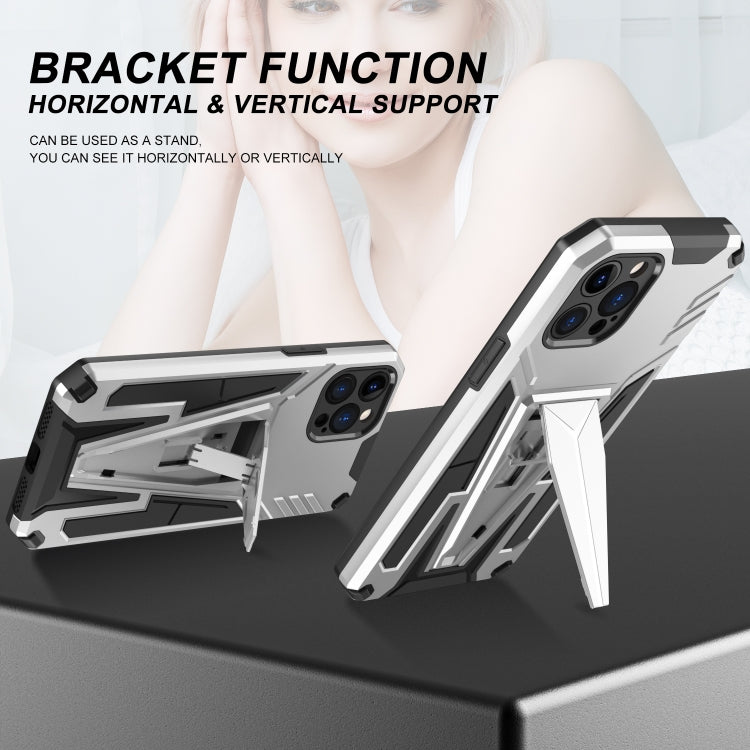 For iPhone 12 Pro Max Super V Armor PC + TPU Shockproof Case with Invisible Holder