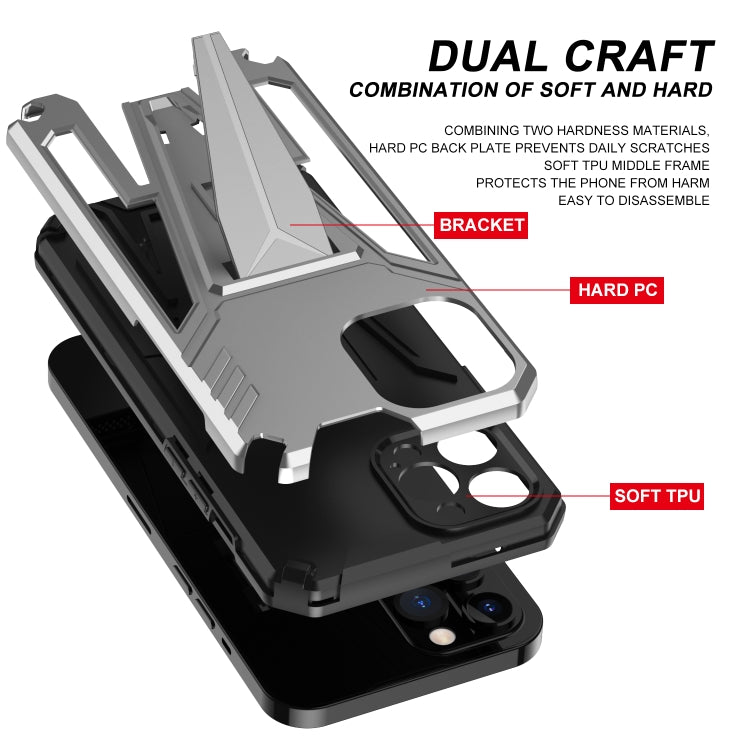 For iPhone 12 Pro Max Super V Armor PC + TPU Shockproof Case with Invisible Holder