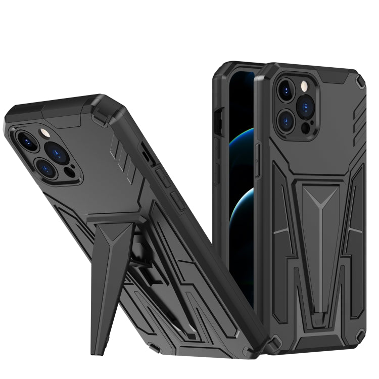 For iPhone 12 Pro Max Super V Armor PC + TPU Shockproof Case with Invisible Holder