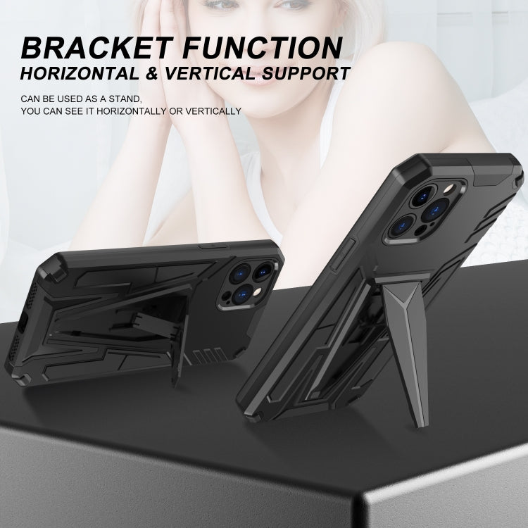 For iPhone 12 Pro Max Super V Armor PC + TPU Shockproof Case with Invisible Holder