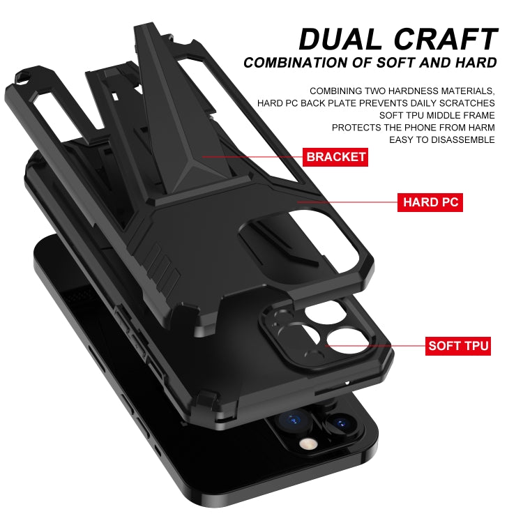For iPhone 12 Pro Max Super V Armor PC + TPU Shockproof Case with Invisible Holder