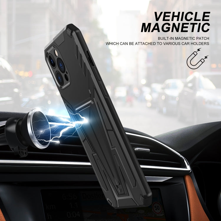 For iPhone 12 Pro Max Super V Armor PC + TPU Shockproof Case with Invisible Holder