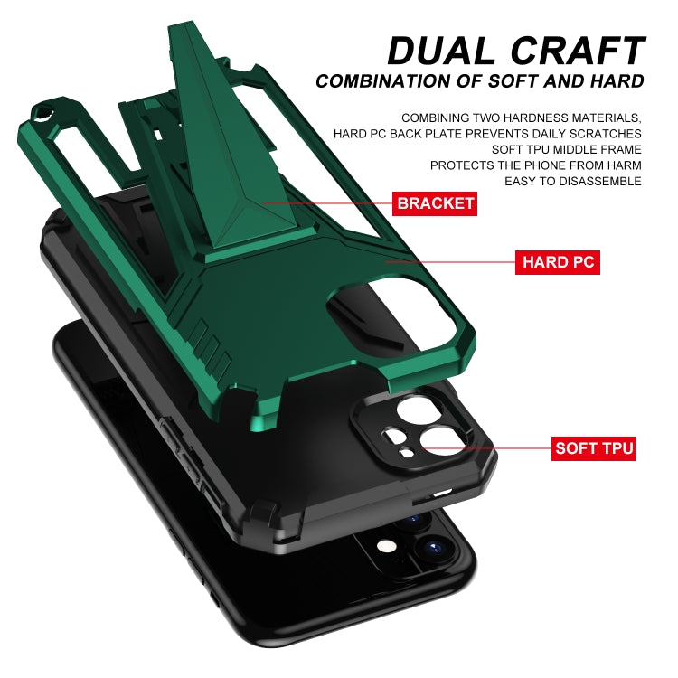 For iPhone 11 Super V Armor PC + TPU Shockproof Case with Invisible Holder