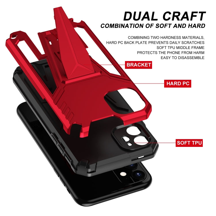 For iPhone 11 Super V Armor PC + TPU Shockproof Case with Invisible Holder