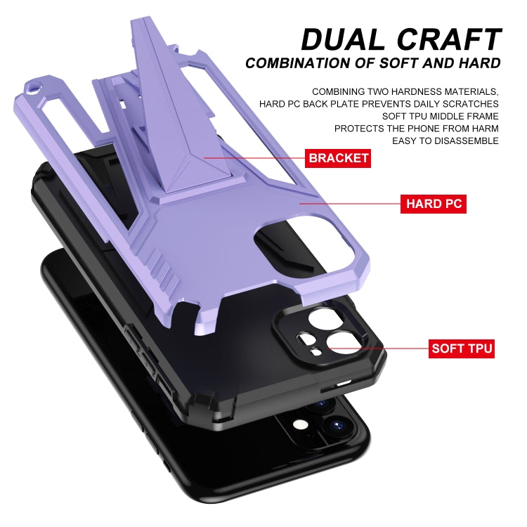 For iPhone 11 Super V Armor PC + TPU Shockproof Case with Invisible Holder