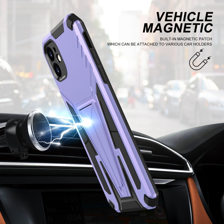 For iPhone 11 Super V Armor PC + TPU Shockproof Case with Invisible Holder