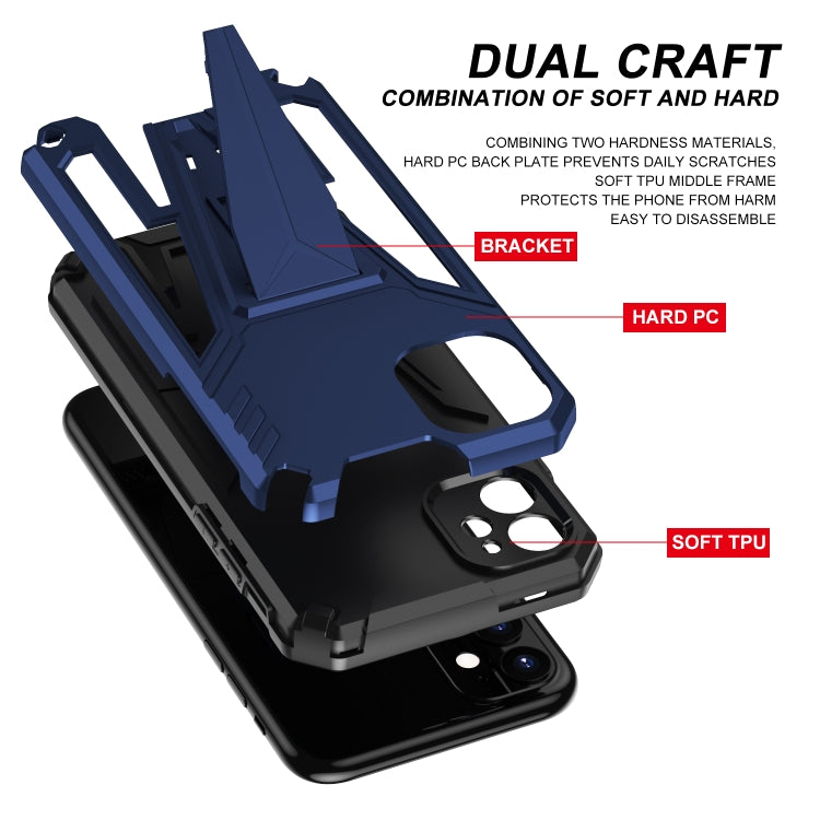 For iPhone 11 Super V Armor PC + TPU Shockproof Case with Invisible Holder