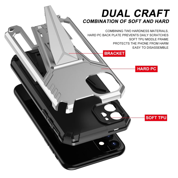 For iPhone 11 Super V Armor PC + TPU Shockproof Case with Invisible Holder