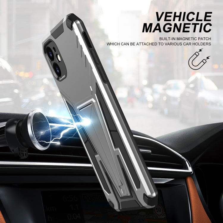 For iPhone 11 Super V Armor PC + TPU Shockproof Case with Invisible Holder