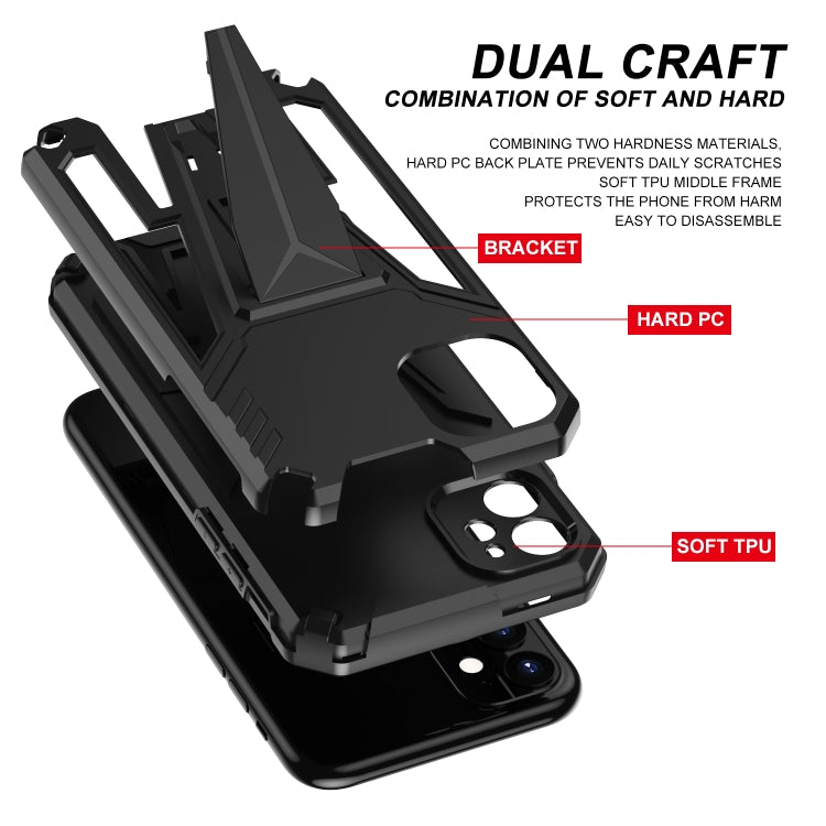 For iPhone 11 Super V Armor PC + TPU Shockproof Case with Invisible Holder
