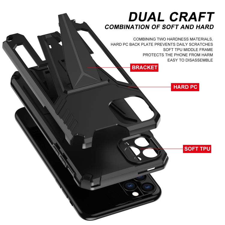 For iPhone 11 Pro Super V Armor PC + TPU Shockproof Case with Invisible Holder