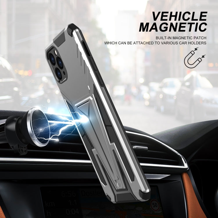 For iPhone 11 Pro Max Super V Armor PC + TPU Shockproof Case with Invisible Holder