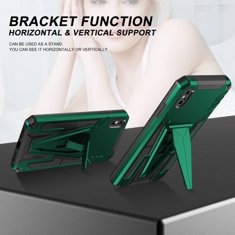 For iPhone X / XS Super V Armor PC + TPU Shockproof Case with Invisible Holder