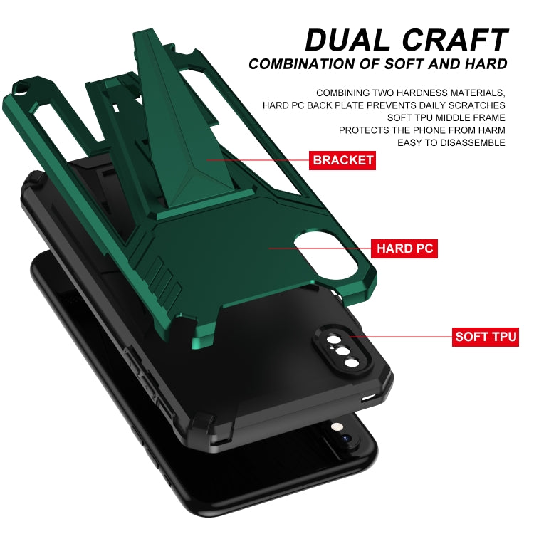 For iPhone X / XS Super V Armor PC + TPU Shockproof Case with Invisible Holder