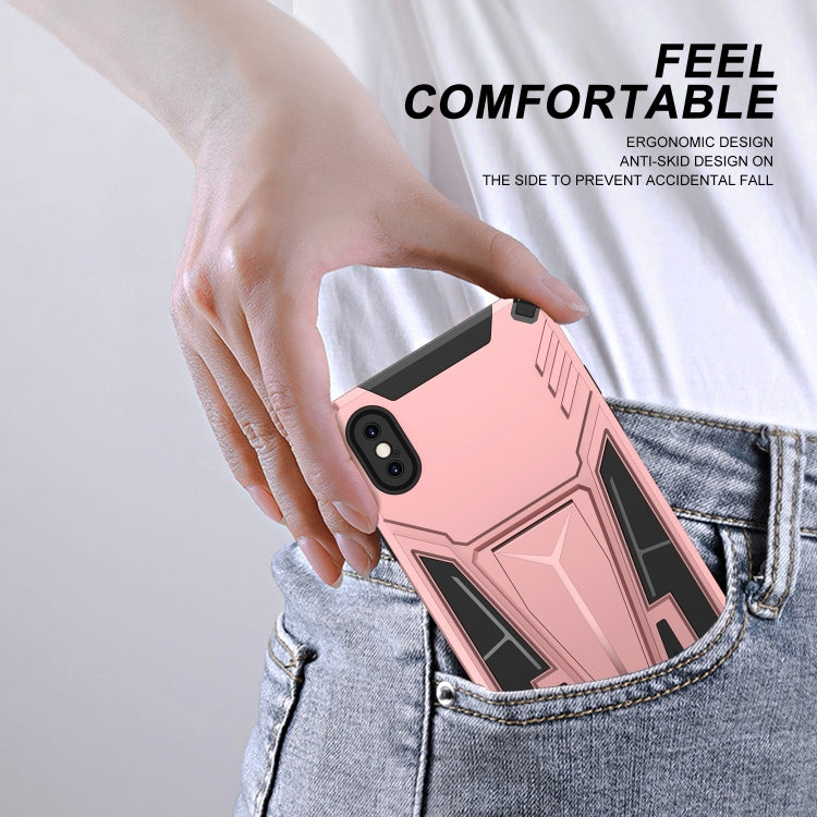 For iPhone X / XS Super V Armor PC + TPU Shockproof Case with Invisible Holder