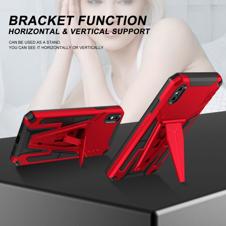 For iPhone X / XS Super V Armor PC + TPU Shockproof Case with Invisible Holder
