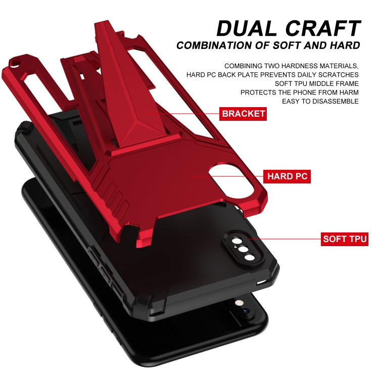 For iPhone X / XS Super V Armor PC + TPU Shockproof Case with Invisible Holder