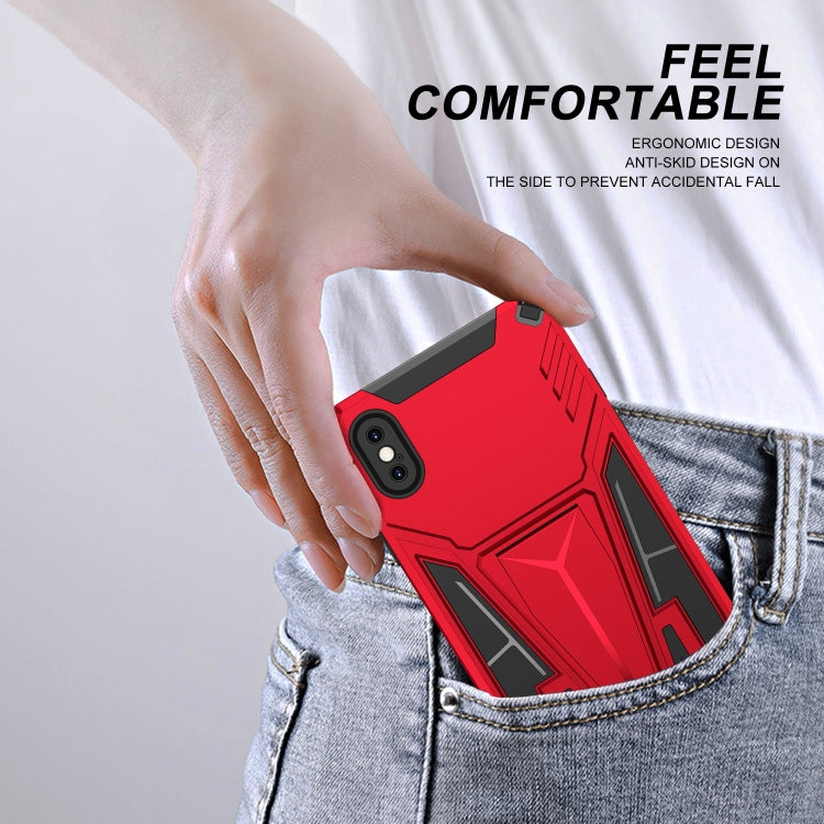 For iPhone X / XS Super V Armor PC + TPU Shockproof Case with Invisible Holder