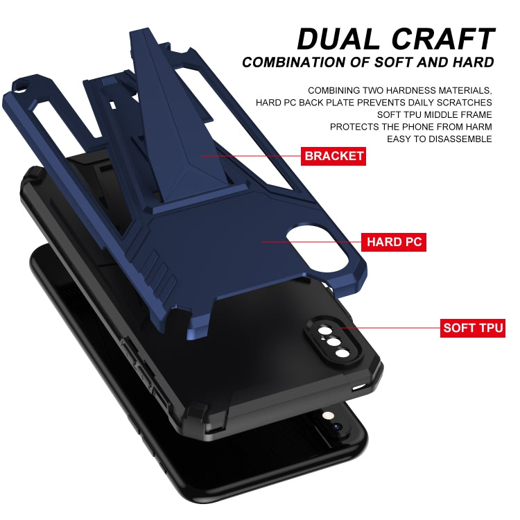 For iPhone X / XS Super V Armor PC + TPU Shockproof Case with Invisible Holder