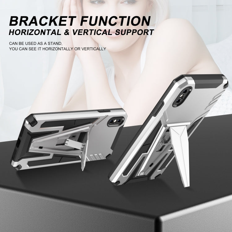 For iPhone X / XS Super V Armor PC + TPU Shockproof Case with Invisible Holder