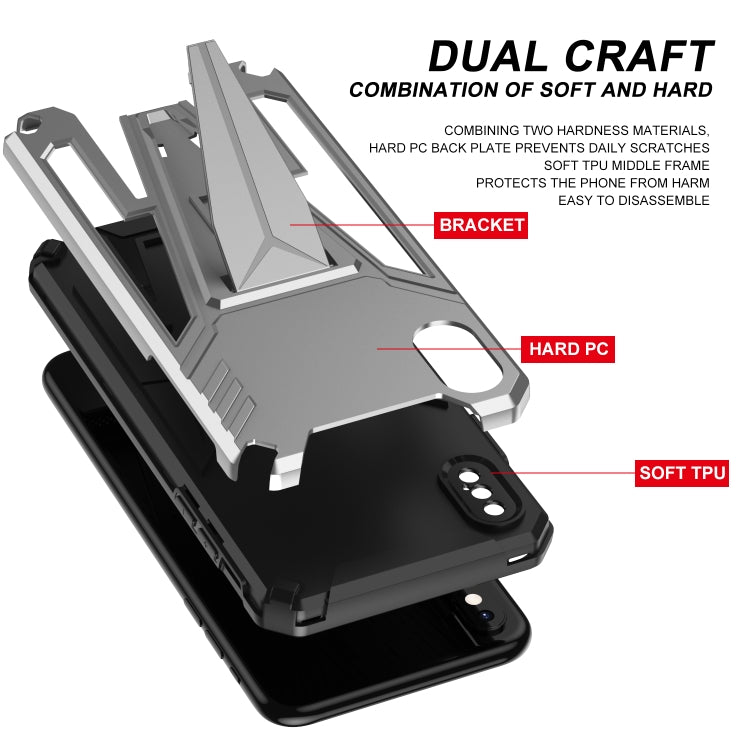 For iPhone X / XS Super V Armor PC + TPU Shockproof Case with Invisible Holder