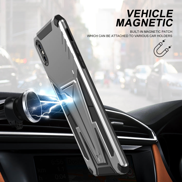 For iPhone X / XS Super V Armor PC + TPU Shockproof Case with Invisible Holder