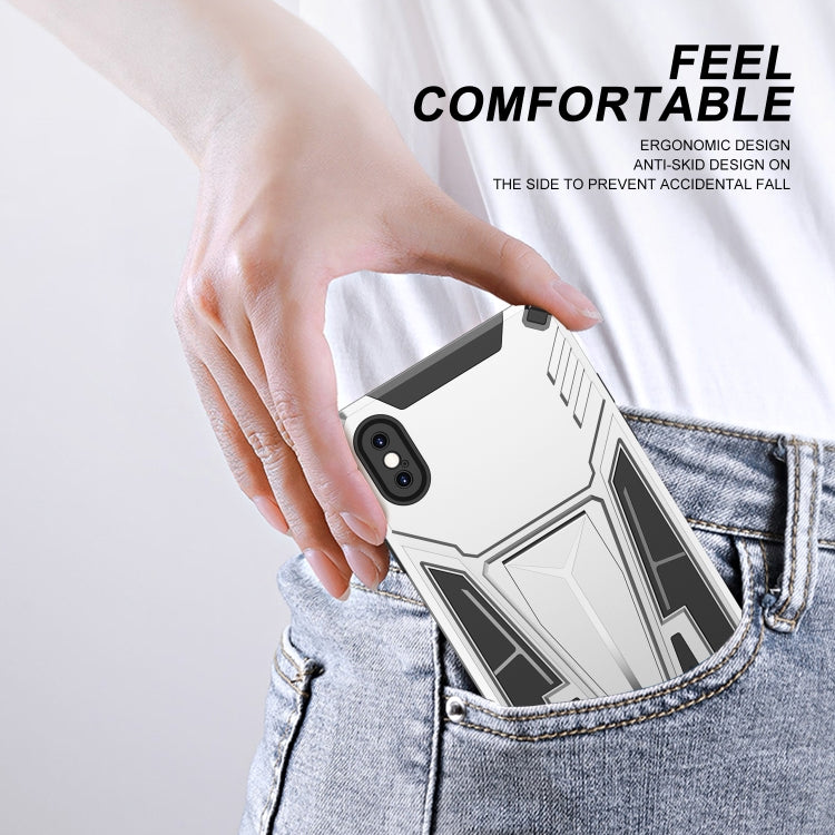 For iPhone X / XS Super V Armor PC + TPU Shockproof Case with Invisible Holder