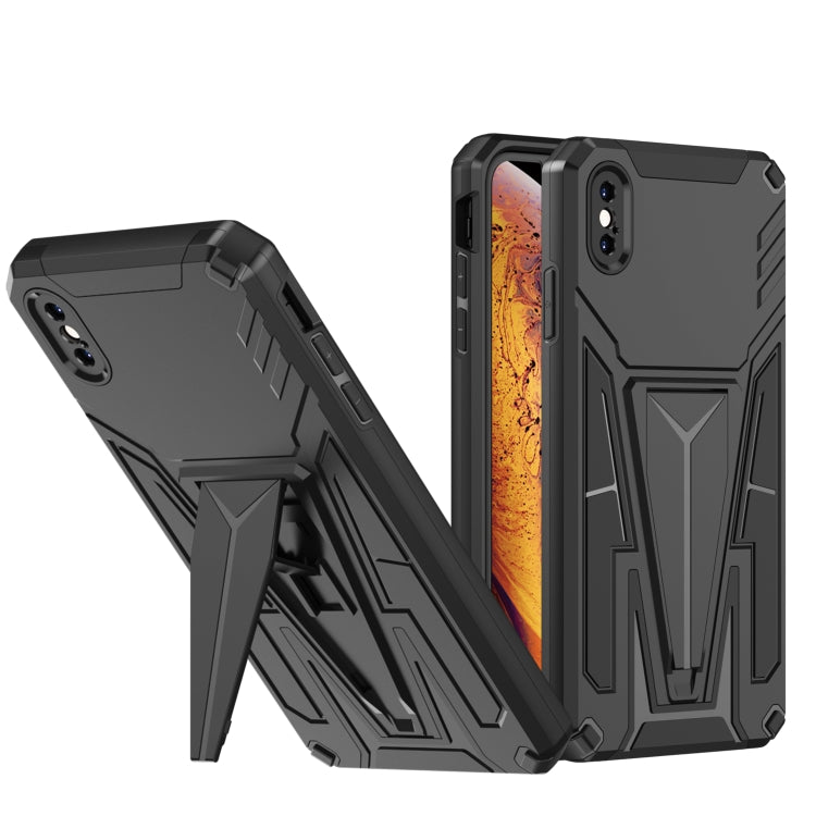 For iPhone X / XS Super V Armor PC + TPU Shockproof Case with Invisible Holder