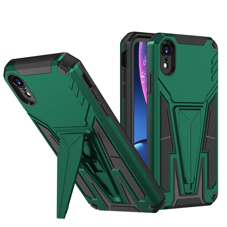 For iPhone XR Super V Armor PC + TPU Shockproof Case with Invisible Holder
