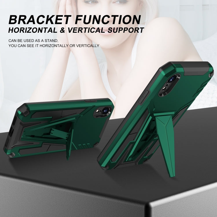 For iPhone XR Super V Armor PC + TPU Shockproof Case with Invisible Holder