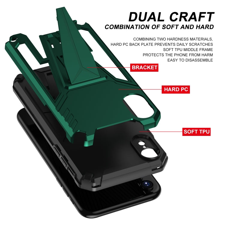 For iPhone XR Super V Armor PC + TPU Shockproof Case with Invisible Holder