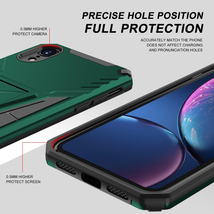 For iPhone XR Super V Armor PC + TPU Shockproof Case with Invisible Holder
