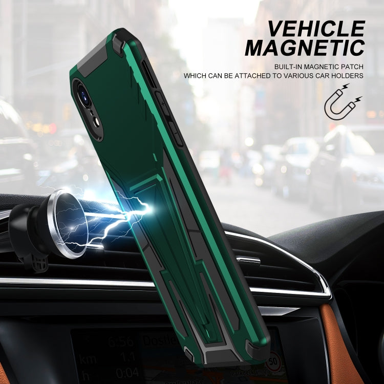 For iPhone XR Super V Armor PC + TPU Shockproof Case with Invisible Holder