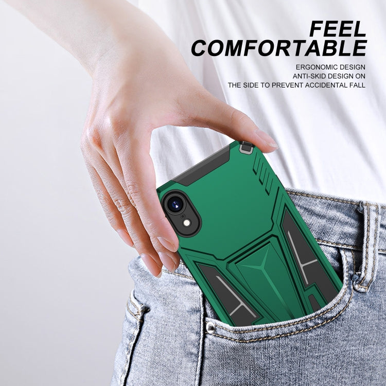 For iPhone XR Super V Armor PC + TPU Shockproof Case with Invisible Holder