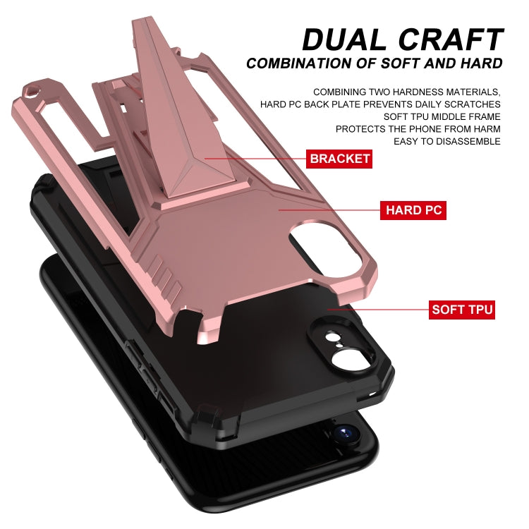 For iPhone XR Super V Armor PC + TPU Shockproof Case with Invisible Holder