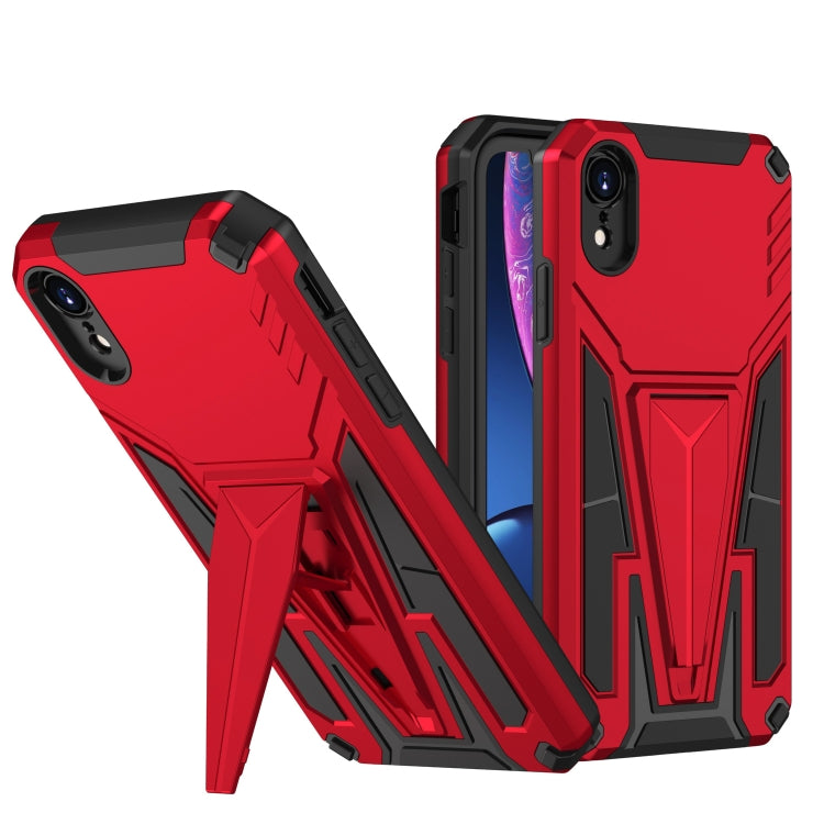 For iPhone XR Super V Armor PC + TPU Shockproof Case with Invisible Holder