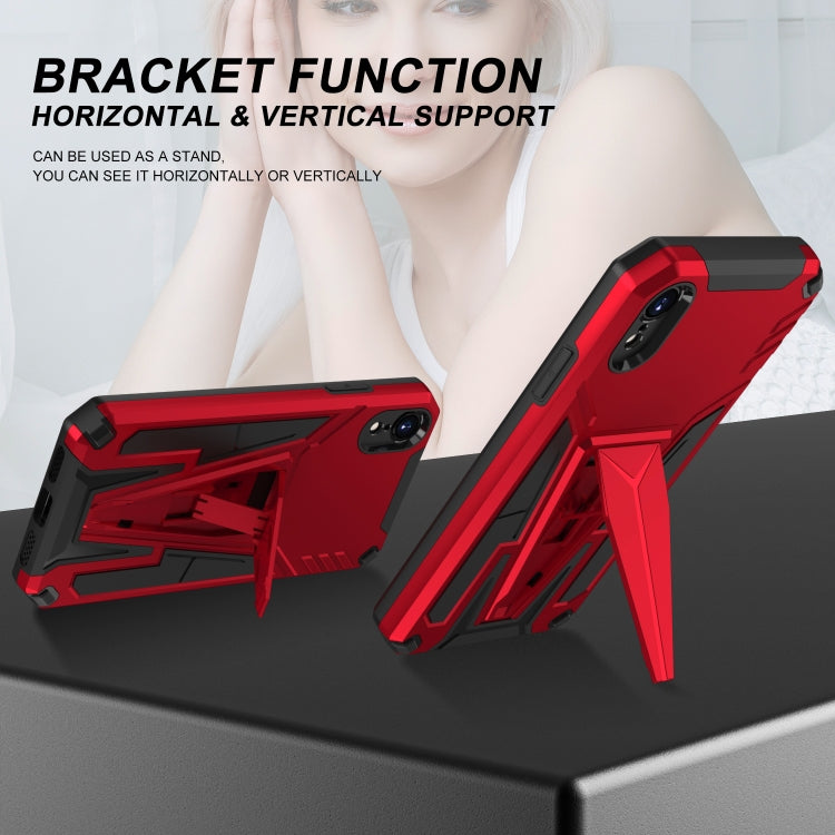 For iPhone XR Super V Armor PC + TPU Shockproof Case with Invisible Holder