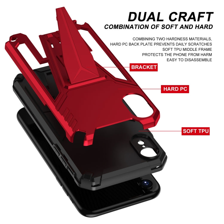 For iPhone XR Super V Armor PC + TPU Shockproof Case with Invisible Holder