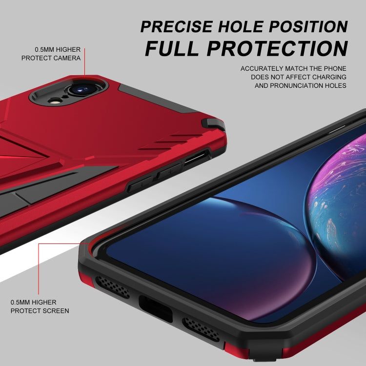For iPhone XR Super V Armor PC + TPU Shockproof Case with Invisible Holder