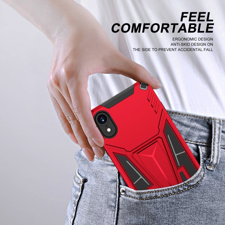 For iPhone XR Super V Armor PC + TPU Shockproof Case with Invisible Holder