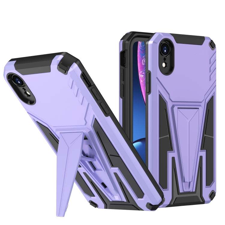For iPhone XR Super V Armor PC + TPU Shockproof Case with Invisible Holder