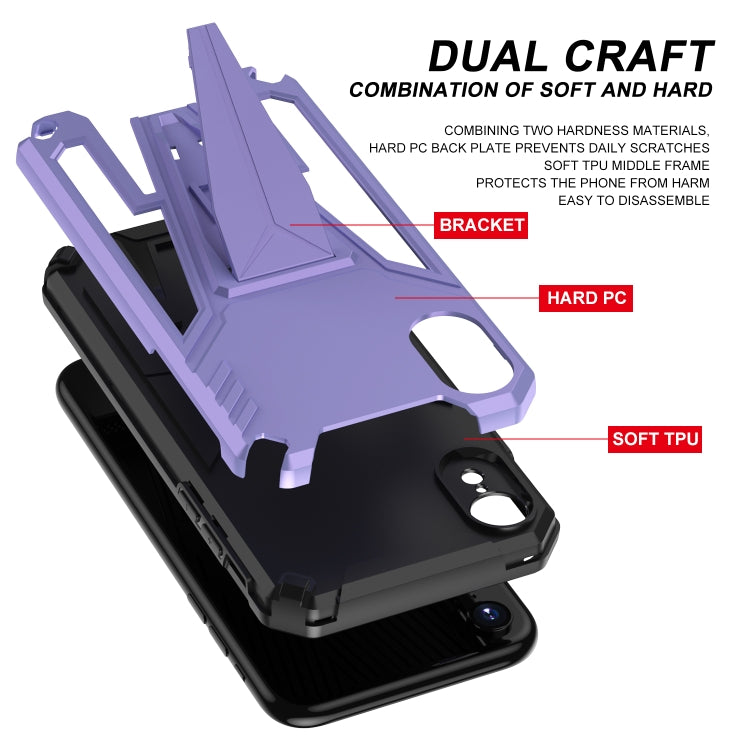 For iPhone XR Super V Armor PC + TPU Shockproof Case with Invisible Holder