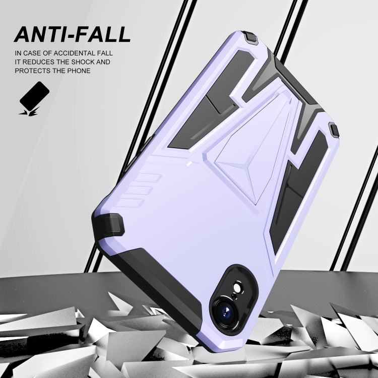 For iPhone XR Super V Armor PC + TPU Shockproof Case with Invisible Holder