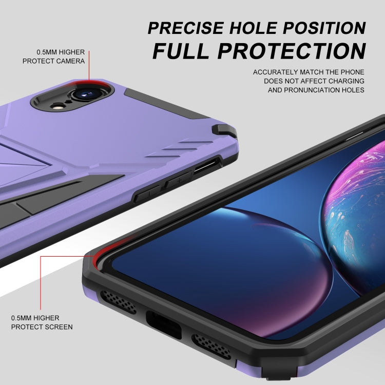 For iPhone XR Super V Armor PC + TPU Shockproof Case with Invisible Holder