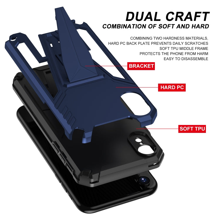 For iPhone XR Super V Armor PC + TPU Shockproof Case with Invisible Holder